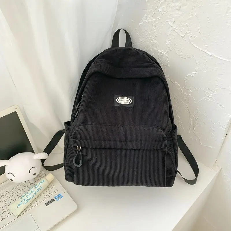 BRABOSTON Corduroy Backpack Regular Unisex Black/Gray/Green/White-1
