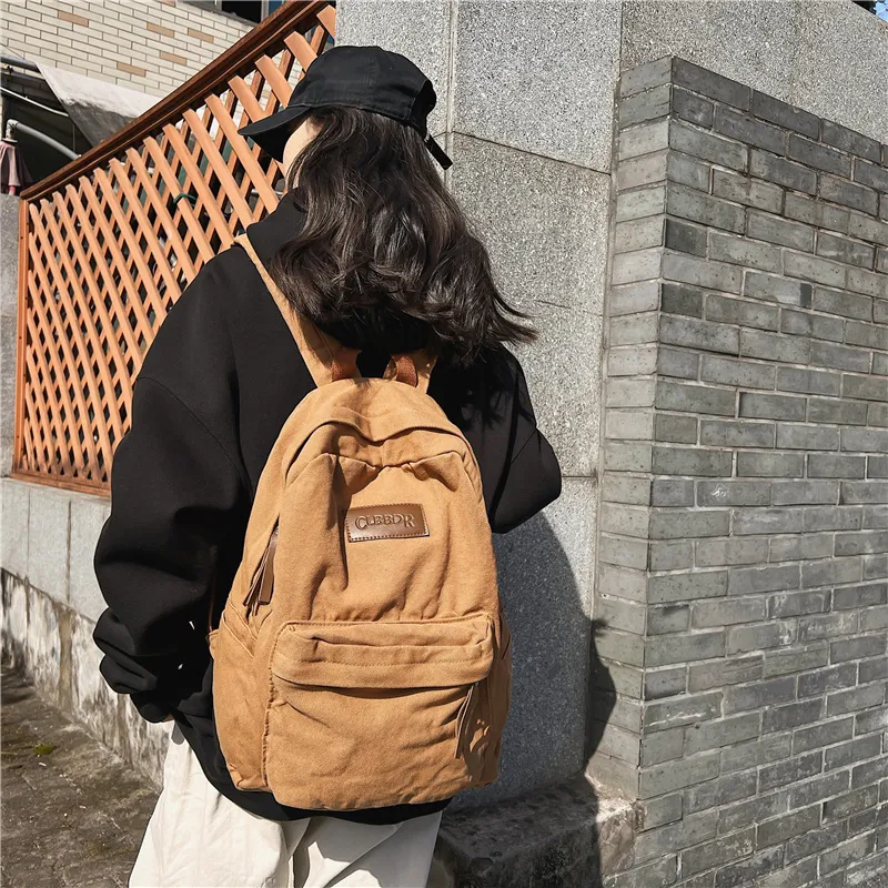 BRABOSTON Canvas Backpack Regular Unisex Black/White/Brown/Green-5