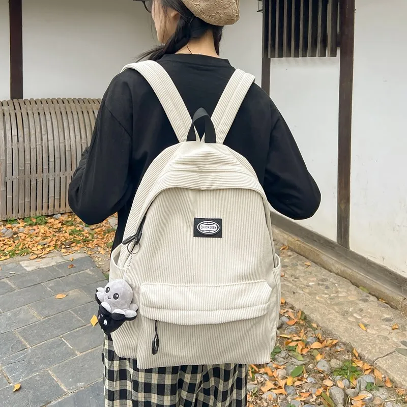BRABOSTON Corduroy Backpack Regular Unisex Black/Gray/Green/White-13