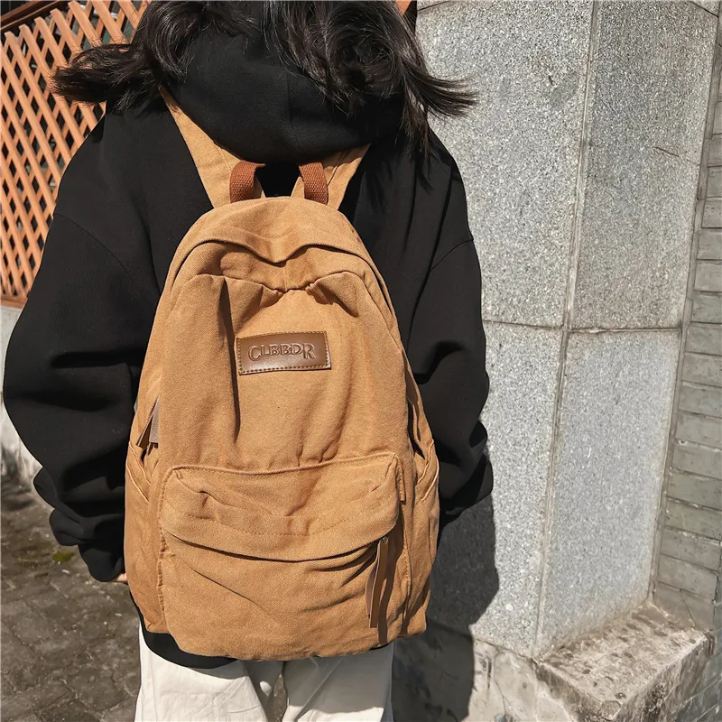 BRABOSTON Canvas Backpack Regular Unisex Black/White/Brown/Green-4