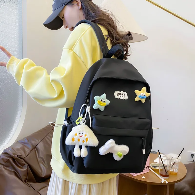 BRABOSTON Nylon Backpack Unisex Green/Yellow/White/Pink/Black-16