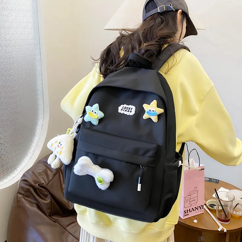 BRABOSTON Nylon Backpack Unisex Green/Yellow/White/Pink/Black-17