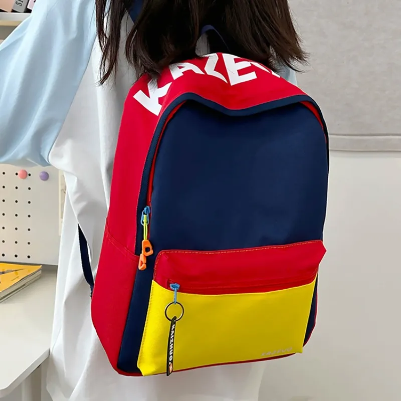 BRABOSTON Nylon Backpack Regular Unisex Dark Blue/Gray/Red Blue/Red Yellow-9