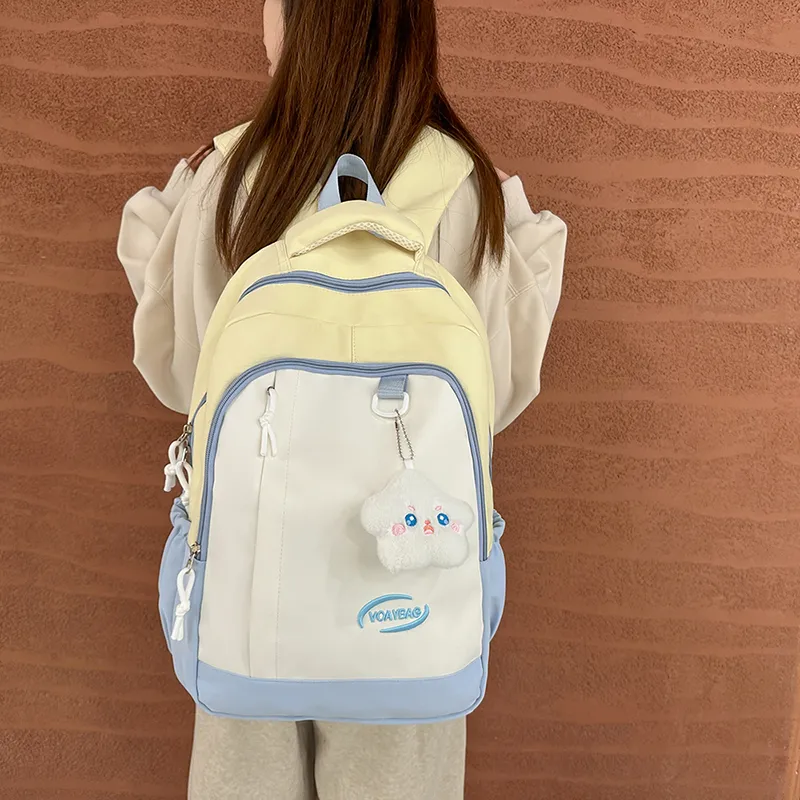 BRABOSTON Nylon Backpack Unisex Black/Pink & Green/Blue & Red/Light Blue & Yellow-16