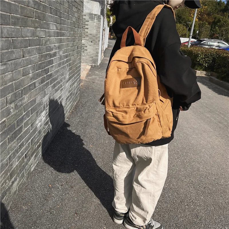 BRABOSTON Canvas Backpack Regular Unisex Black/White/Brown/Green-9
