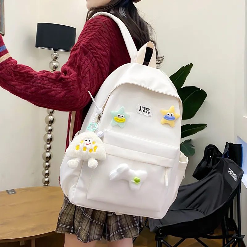 BRABOSTON Nylon Backpack Unisex Green/Yellow/White/Pink/Black-12