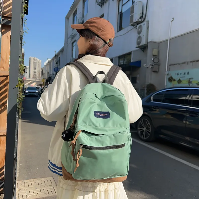 BRABOSTON Nylon Backpack Regular Unisex Ecru Light Gray/Black/Burgundy/Light Green/Dark Blue-18