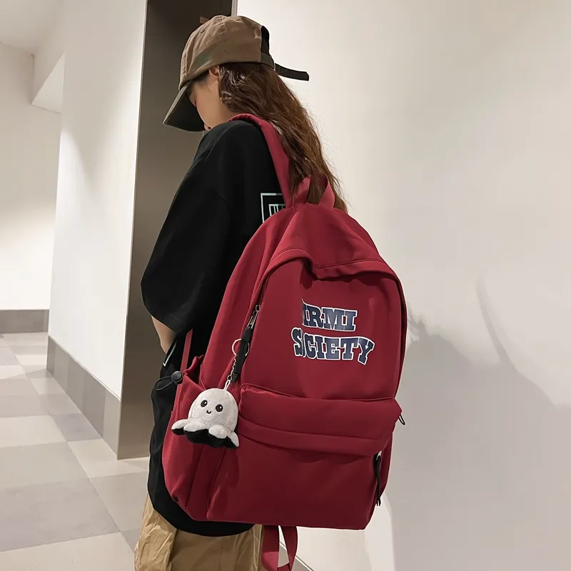 BRABOSTON Nylon Backpack Unisex Ecru/Black/Burgundy/Light Blue-19
