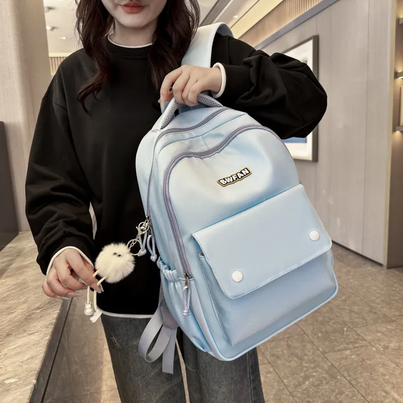 BRABOSTON Nylon Backpack Unisex Ecru/Black/Light Yellow/Neon Green/Cyan/Light Blue-9