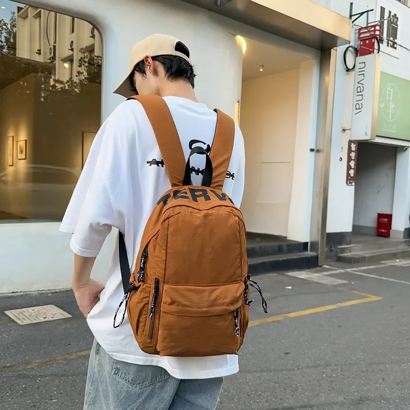 BRABOSTON Nylon Backpack Unisex Black/Red/Coffee/Blue/White-9