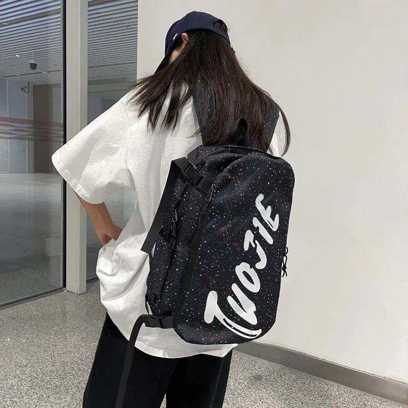 BRABOSTON Nylon Backpack Unisex Black/White/Gray/Red-34