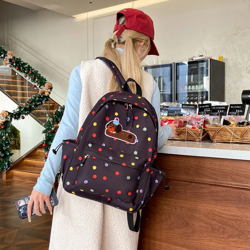 BRABOSTON Nylon Backpack Unisex Black/Red-1