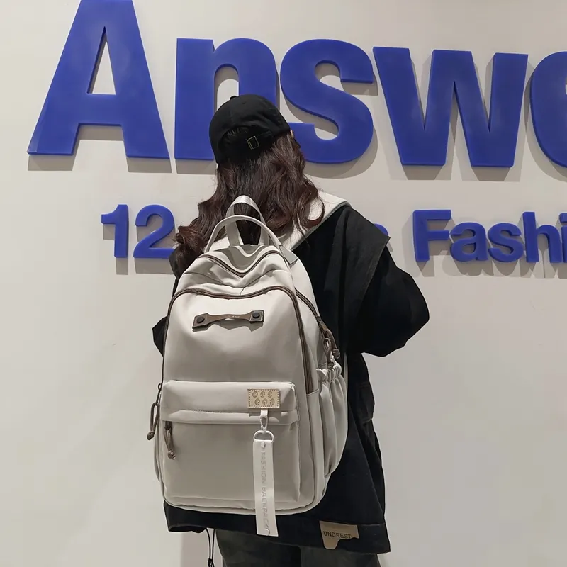 BRABOSTON Nylon Backpack Regular Unisex Black/Light Gray/Light Khaki/Dark Khaki-7