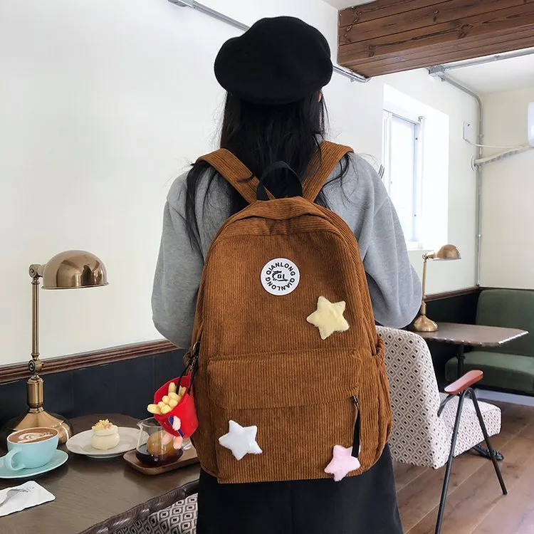 BRABOSTON Corduroy Backpack Unisex Brown/Black/Blue/White-1