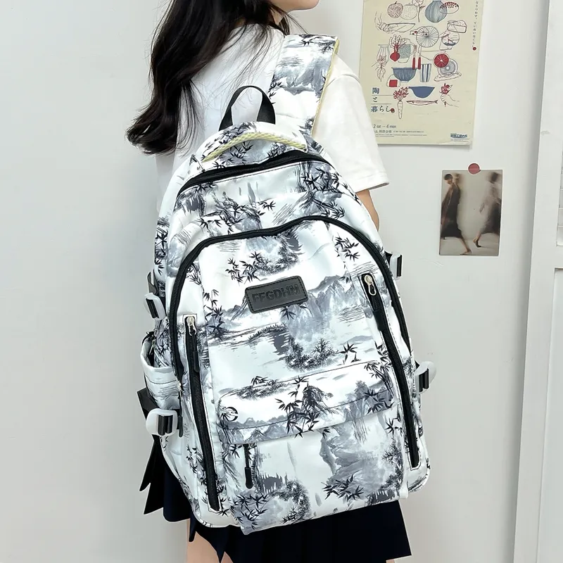 BRABOSTON Nylon Backpack Unisex Black/Purple/Green/Blue/Pink-11