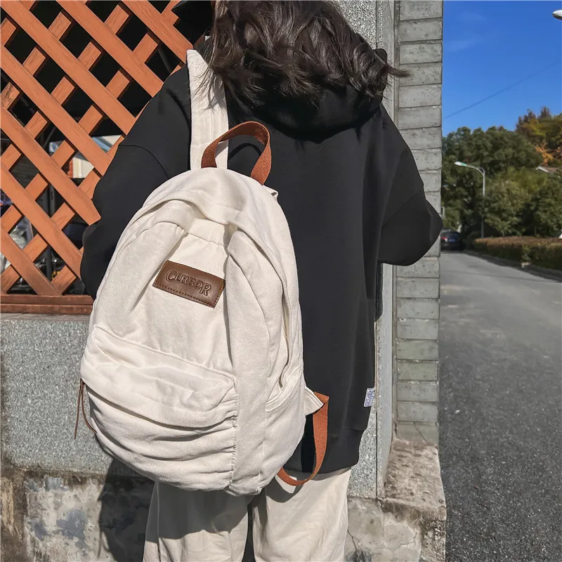 BRABOSTON Canvas Backpack Regular Unisex Black/White/Brown/Green-15