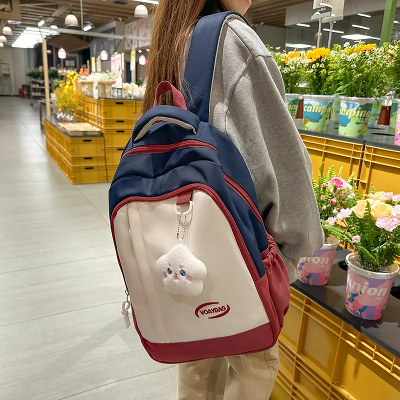 BRABOSTON Nylon Backpack Unisex Black/Pink & Green/Blue & Red/Light Blue & Yellow-10