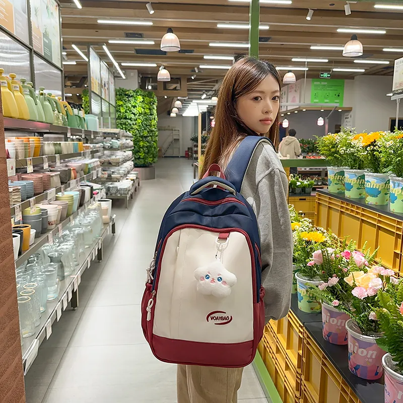 BRABOSTON Nylon Backpack Unisex Black/Pink & Green/Blue & Red/Light Blue & Yellow-9