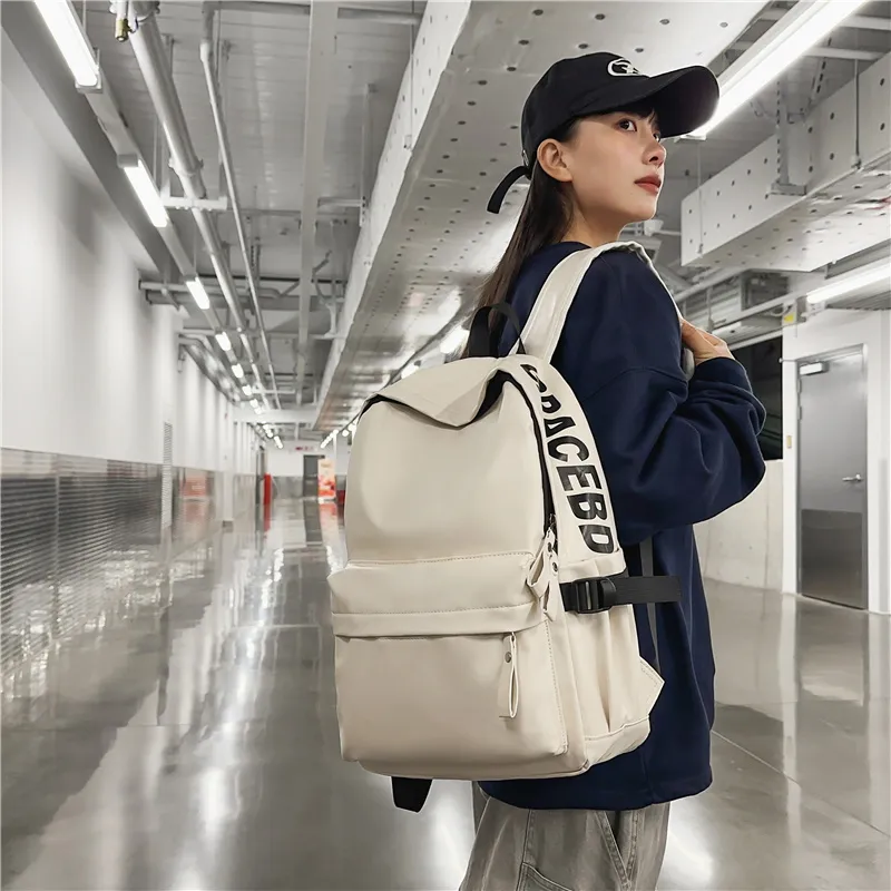 BRABOSTON PU Backpack Unisex White/Gray/Black/Brown-3