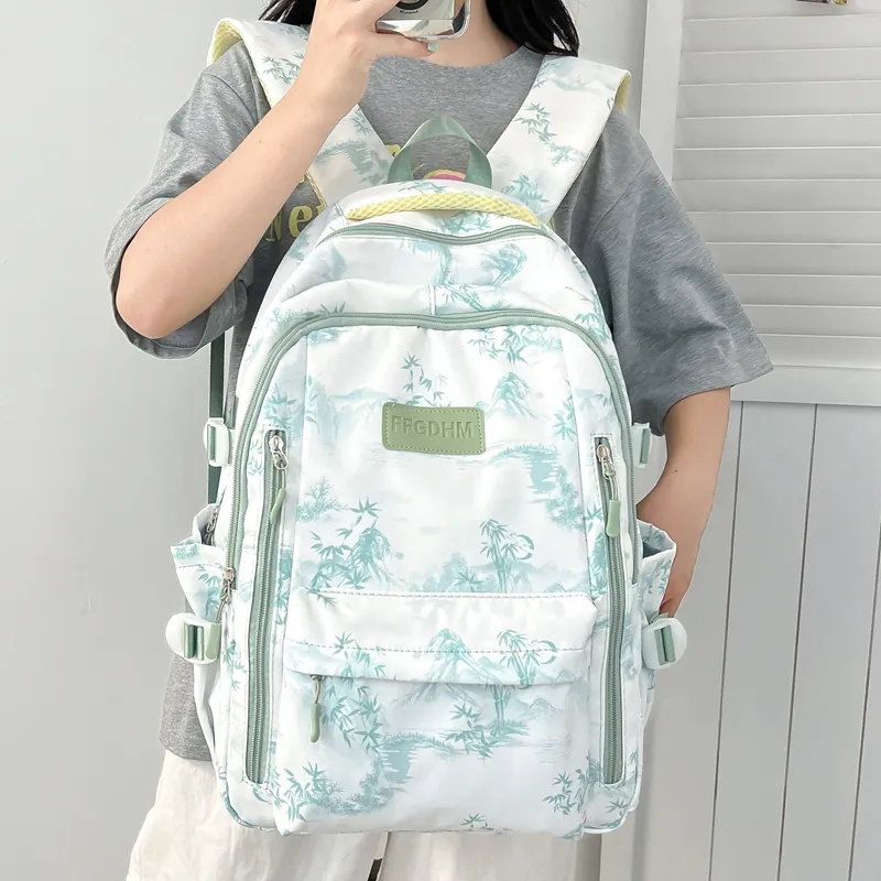 BRABOSTON Nylon Backpack Unisex Black/Purple/Green/Blue/Pink-22