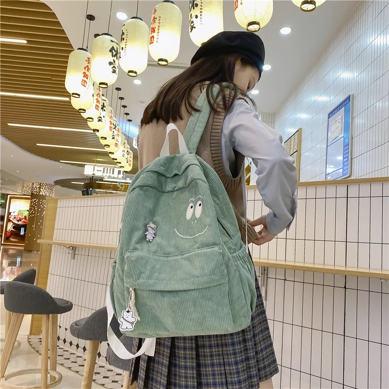 BRABOSTON Corduroy Backpack Regular Unisex Khaki/Pink/Black/Green-5