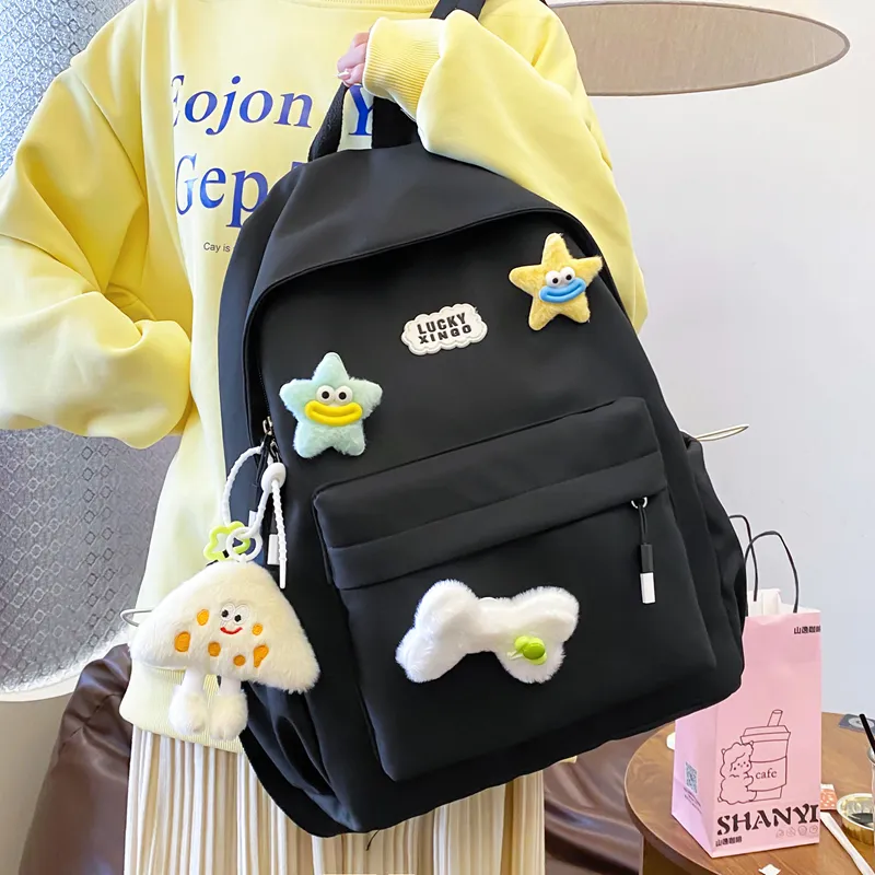 BRABOSTON Nylon Backpack Unisex Green/Yellow/White/Pink/Black-15