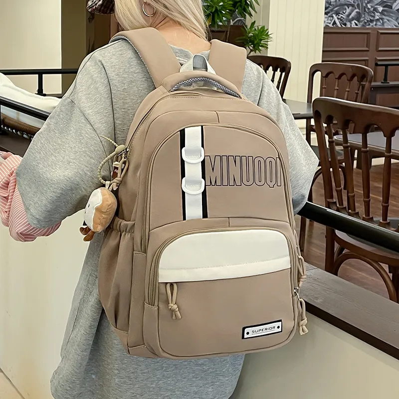 BRABOSTON Canvas Backpack Unisex Black/Brown/Blue/Purple/Pink-9