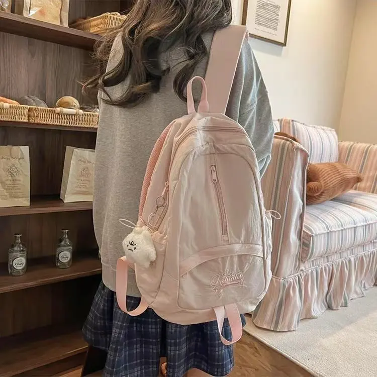 BRABOSTON Nylon Backpack Regular Unisex Black/Pink/Burgundy/Light Yellow/Light Blue-3