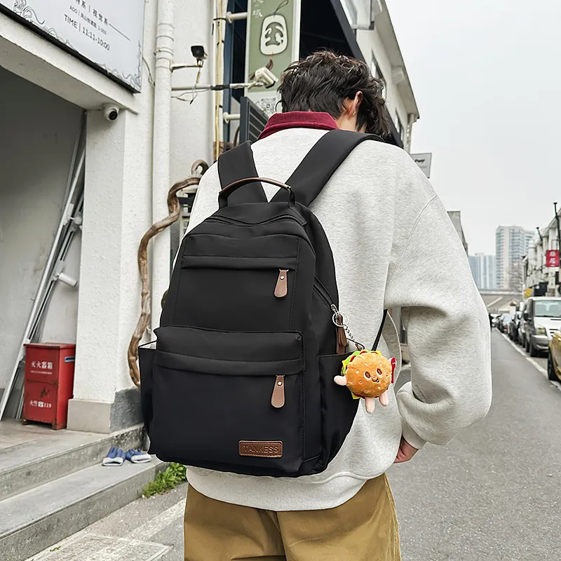 BRABOSTON Nylon Backpack Unisex Black/Red/White-1