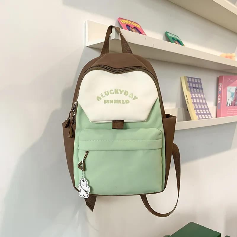 BRABOSTON Nylon Backpack Unisex Coffee & Green/Dark Blue & Yellow/Gray & Light Blue/Pink & Green-1