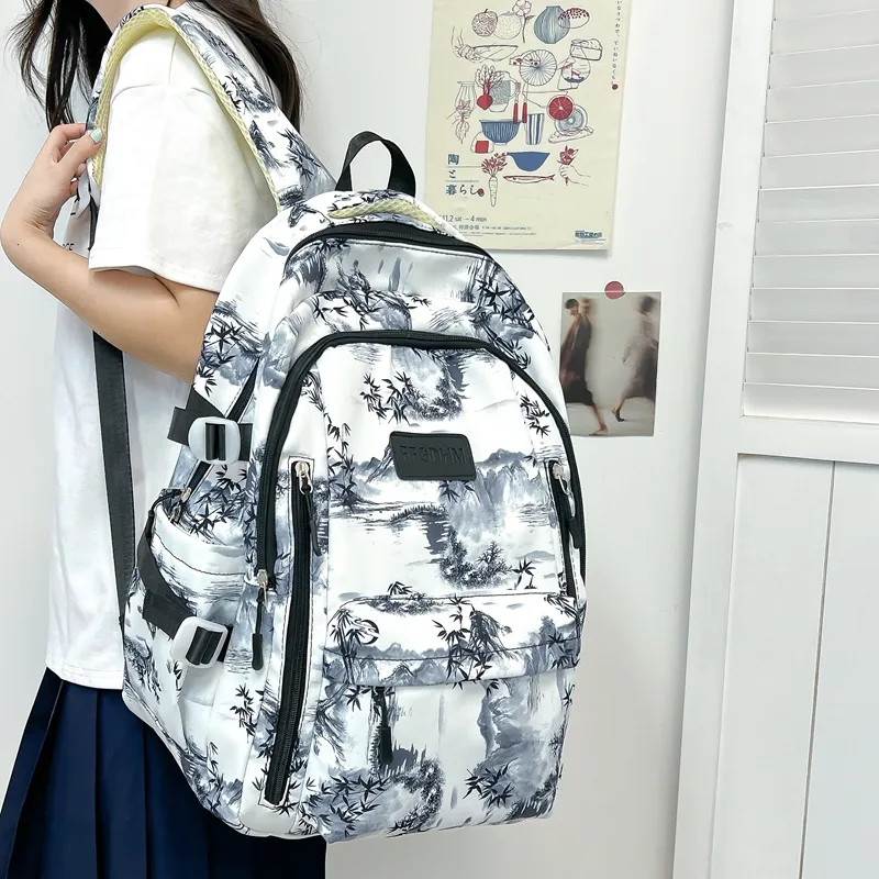 BRABOSTON Nylon Backpack Unisex Black/Purple/Green/Blue/Pink-6