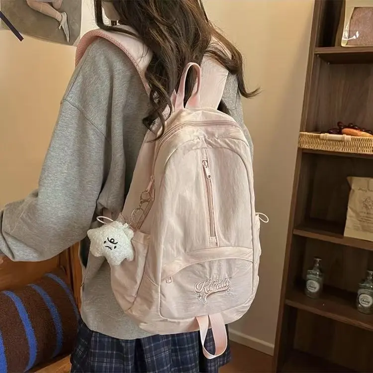 BRABOSTON Nylon Backpack Regular Unisex Black/Pink/Burgundy/Light Yellow/Light Blue-6