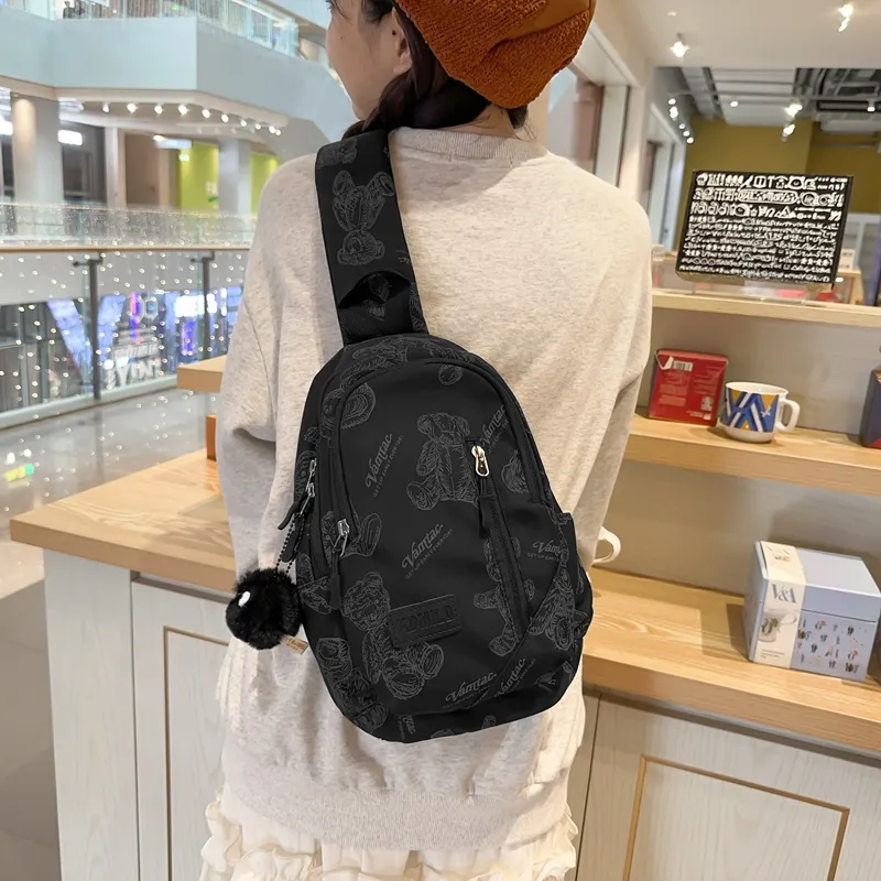 BRABOSTON Nylon Sling Bag Unisex Ecru/Black/Green-10