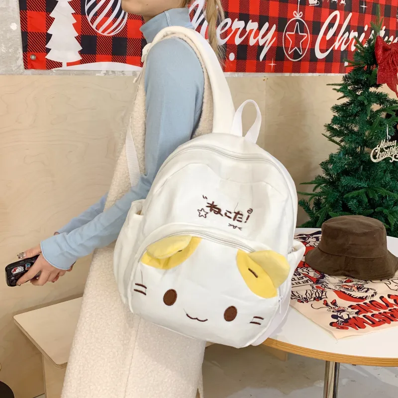 BRABOSTON Plush Backpack Regular Unisex White-1