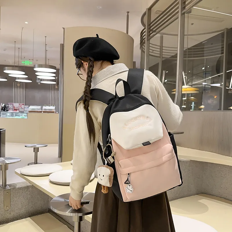 BRABOSTON Nylon Backpack Unisex Coffee & Green/Dark Blue & Yellow/Gray & Light Blue/Pink & Green-21