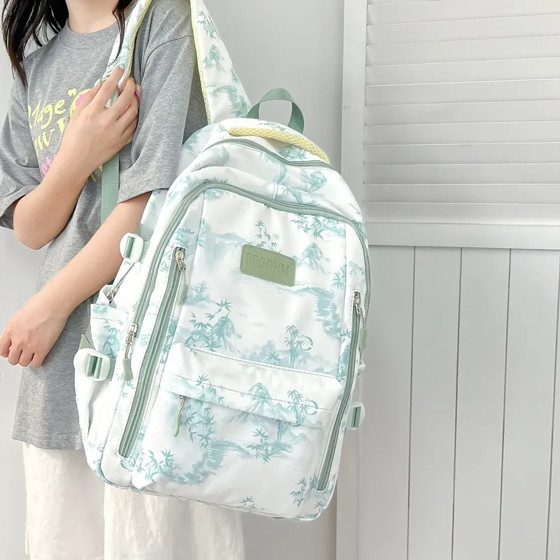 BRABOSTON Nylon Backpack Unisex Black/Purple/Green/Blue/Pink-21