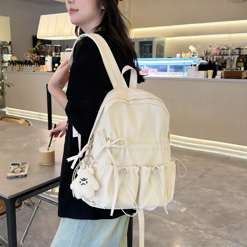 BRABOSTON Nylon Backpack Unisex Black/Ecru/Yellow/Gray/Pink/Light Blue-2