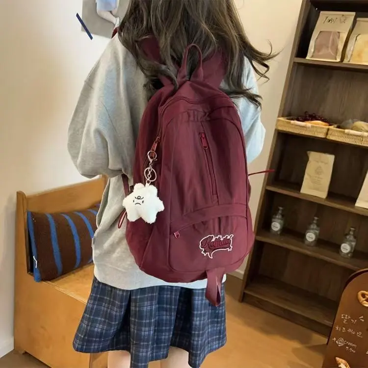 BRABOSTON Nylon Backpack Regular Unisex Black/Pink/Burgundy/Light Yellow/Light Blue-11