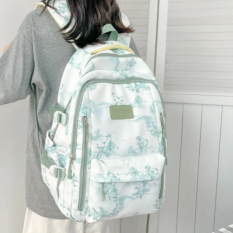 BRABOSTON Nylon Backpack Unisex Black/Purple/Green/Blue/Pink-16