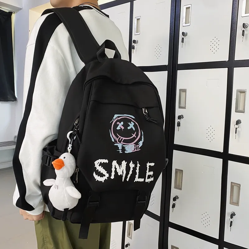 BRABOSTON Nylon Backpack Unisex Black/White-3