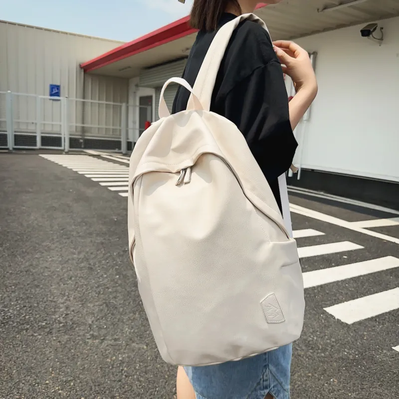 BRABOSTON PU Backpack Regular Unisex White/Gray/Black/Pink/Army Green/Blue-13