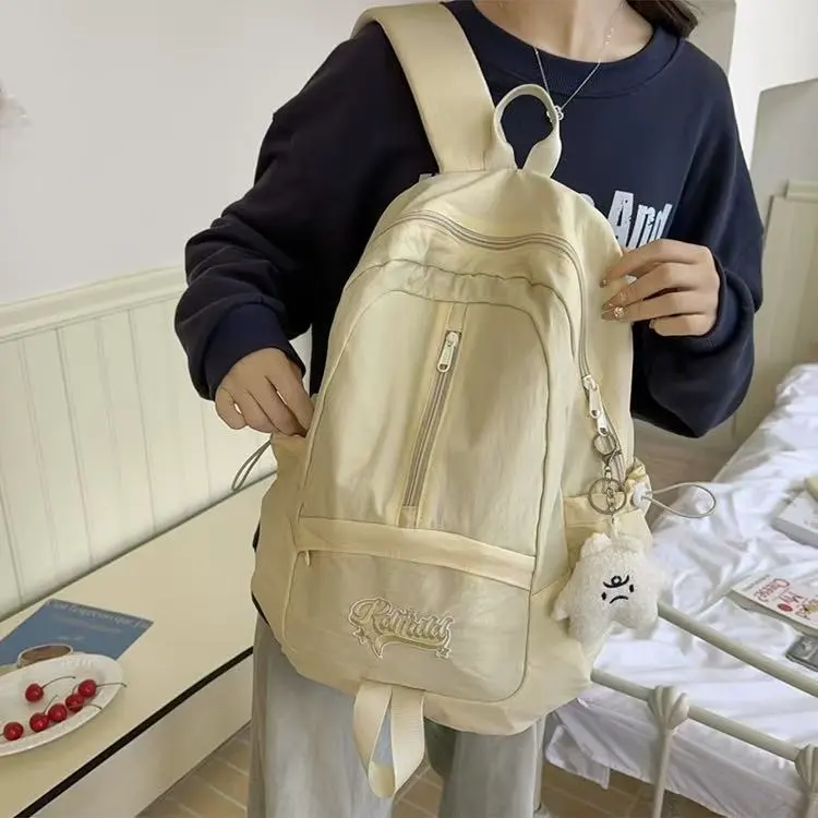 BRABOSTON Nylon Backpack Regular Unisex Black/Pink/Burgundy/Light Yellow/Light Blue-15