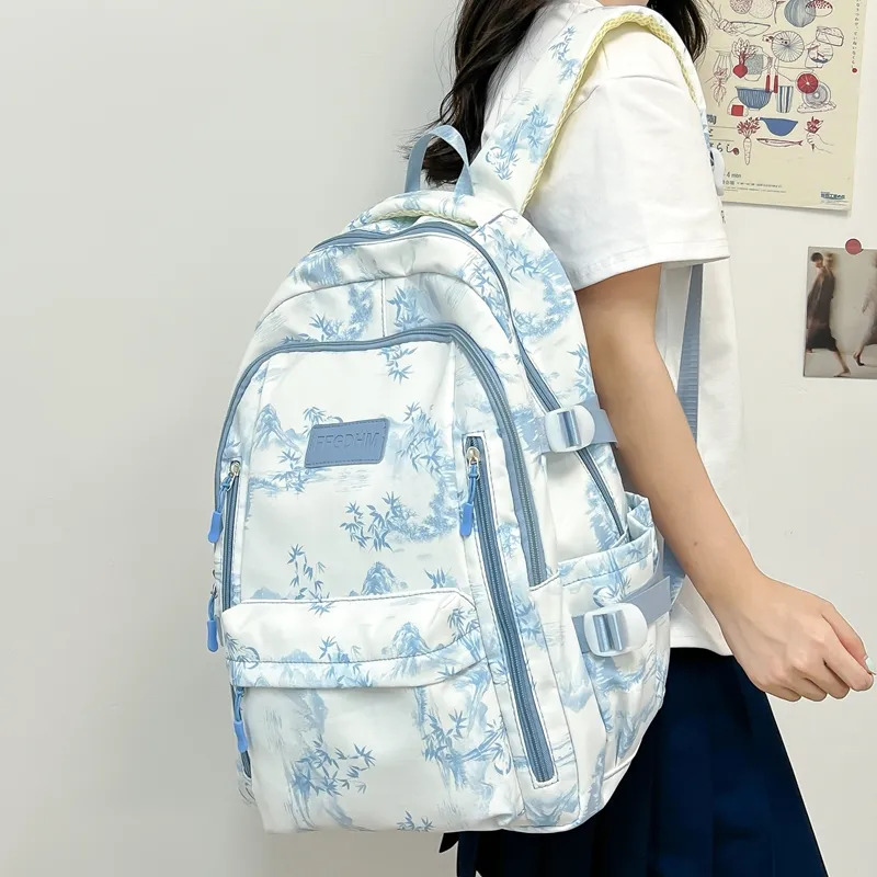 BRABOSTON Nylon Backpack Unisex Black/Purple/Green/Blue/Pink-29