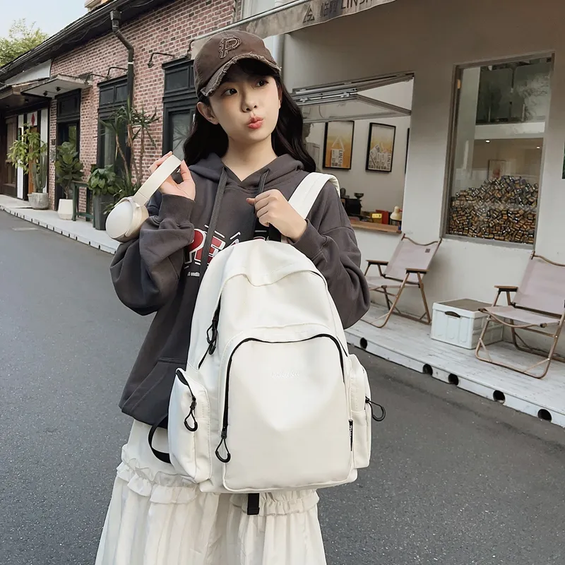 BRABOSTON Nylon Backpack Unisex Ivory/Black/Green/Pink-3