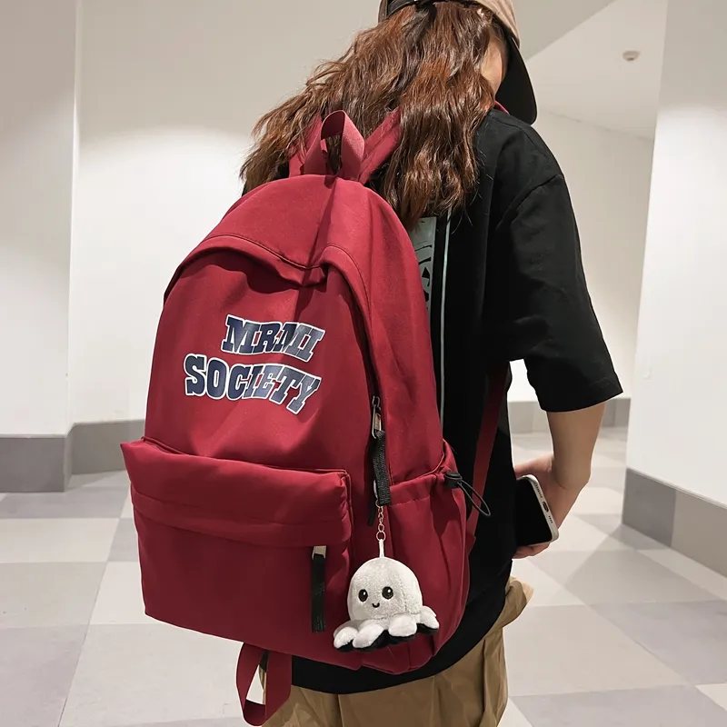 BRABOSTON Nylon Backpack Unisex Ecru/Black/Burgundy/Light Blue-15