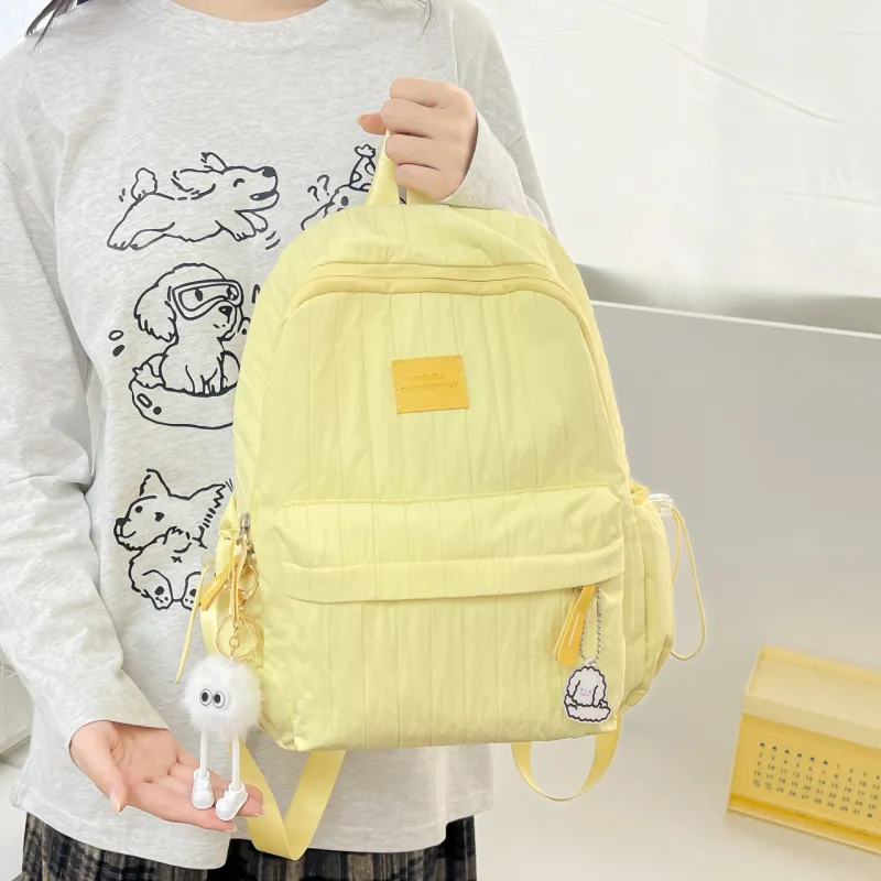 BRABOSTON Composite Cloth Backpack Regular Unisex Ecru/Khaki/Pink/Yellow-13