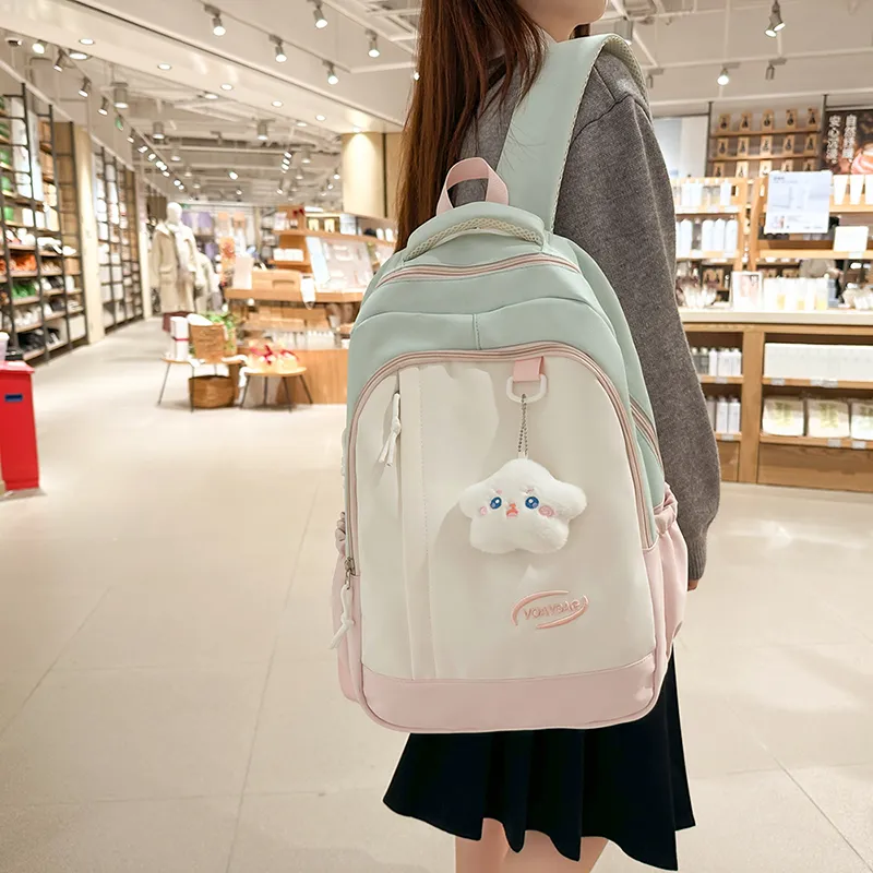 BRABOSTON Nylon Backpack Unisex Black/Pink & Green/Blue & Red/Light Blue & Yellow-5