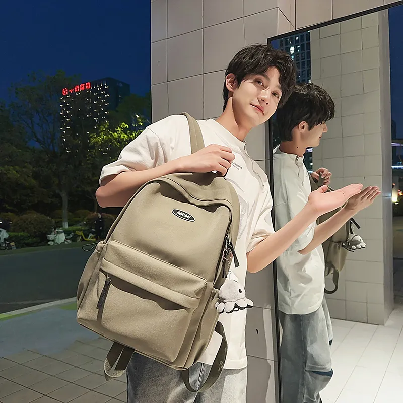 BRABOSTON Nylon Backpack Unisex Black/White/Khaki/Army Green/Red-17