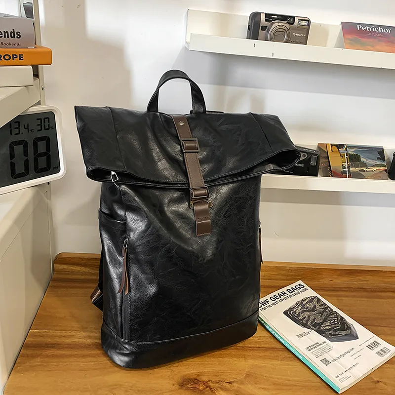 BRABOSTON PU Backpack Unisex Coffee/Brown/Black-8