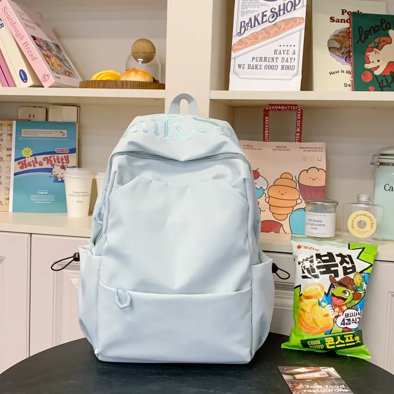 BRABOSTON Nylon Fabric Backpack Regular Unisex Ivory/Red/Black/Light Blue-10